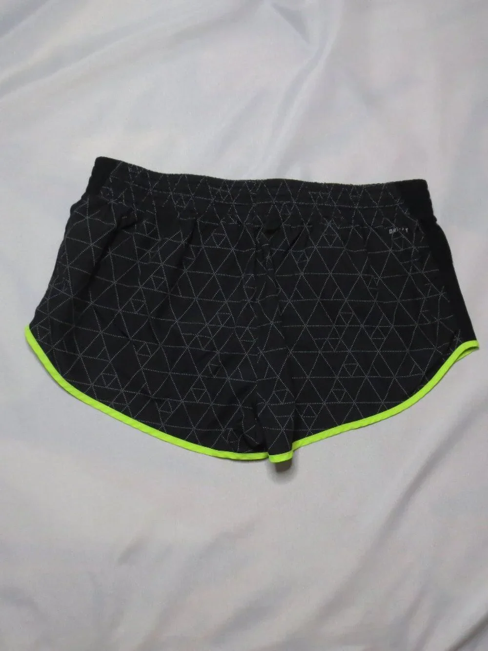 NIKE womens SHORTS black DRI-FIT neon WORKOUT drawstring RUNNING yoga SIZE XL